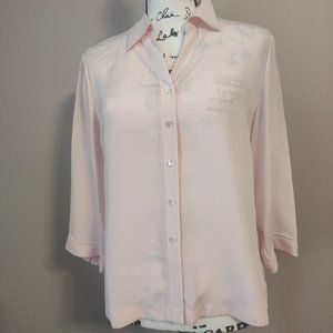 Talbots Petite Silk Stretch Button Front Top